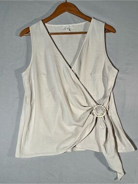Sleeveless Cream Wrap Tank with Decorative Ring by Maurices -Sz Large